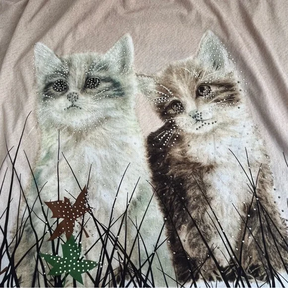 Model France Vintage Woman’s Bling Cat Lover Shirt - Picture 6 of 11